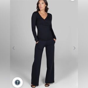 Kira grace wide leg pull on stretch black pants size XL tall USA